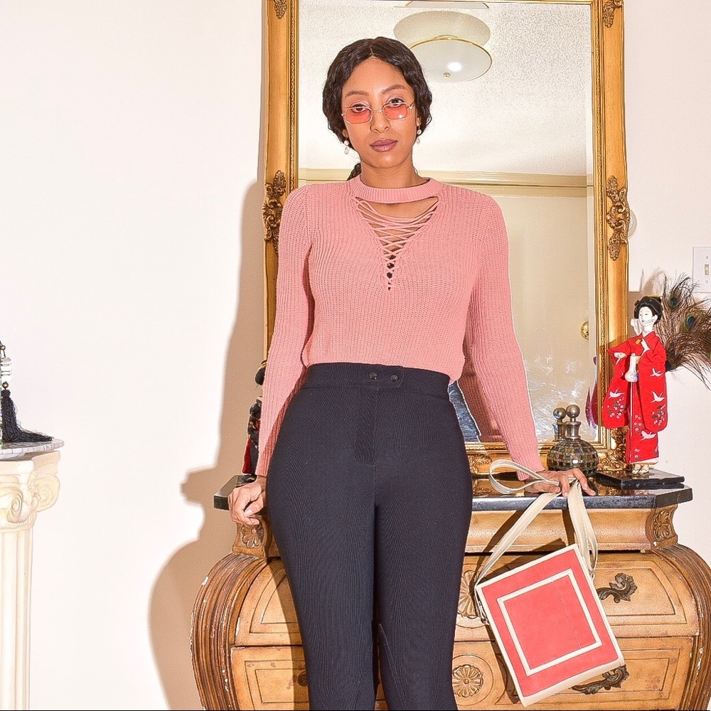 Pastel Pink Ribbed Sweater by Forever 21 sz small